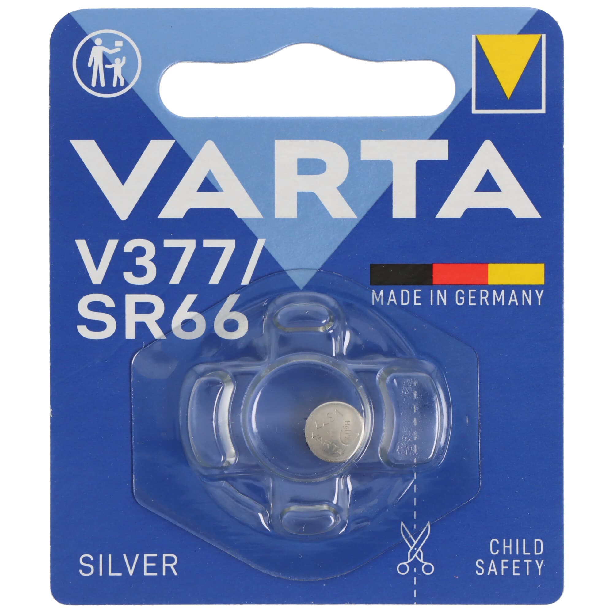 Varta Batterie oxyde d'argent, pile bouton, 377, V377, SR66, électronique 1,55 V, blister de vente au détail (paquet de 1)