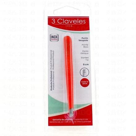 3 CLAVELES Pince à épiler biais en inox orange 9 cm