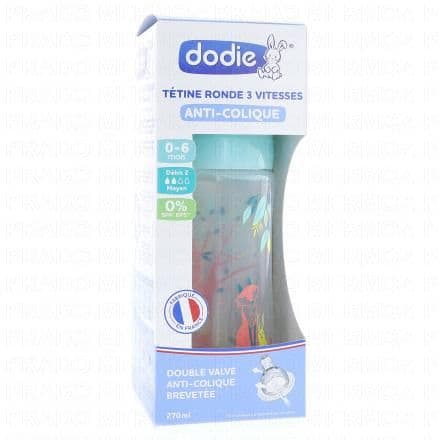 DODIE Biberon Anti-colique avec tétine ronde 3 vitesses 270ml vert