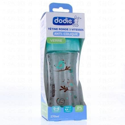 DODIE Sensation+ Biberon verre tétine ronde 3 vitesses 0-6 mois 270ml